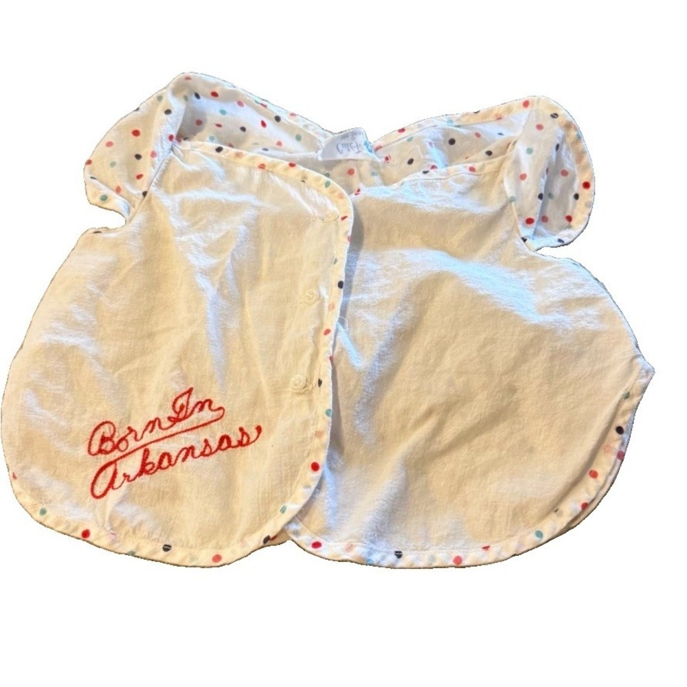 Dress Vintage Cute Togs of New Orleans Born In Arkansas Polka Dots Red 3 Months
